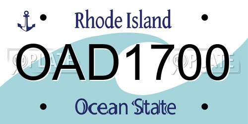 OAD1700 Rhode Island License Plate