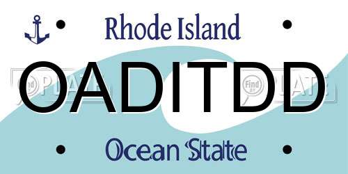 OADITDD Rhode Island License Plate
