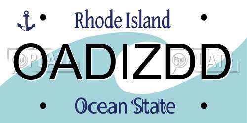 OADIZDD Rhode Island License Plate
