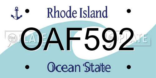 OAF592 Rhode Island License Plate