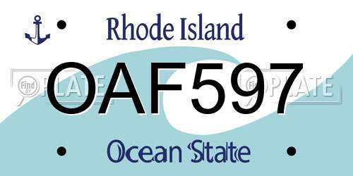 OAF597 Rhode Island License Plate
