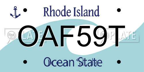 OAF59T Rhode Island License Plate