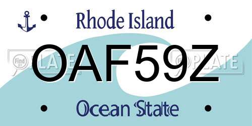 OAF59Z Rhode Island License Plate