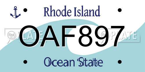 OAF897 Rhode Island License Plate