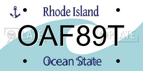 OAF89T Rhode Island License Plate