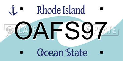 OAFS97 Rhode Island License Plate