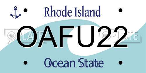 OAFU22 Rhode Island License Plate