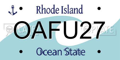 OAFU27 Rhode Island License Plate