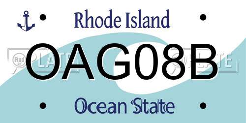 OAG08B Rhode Island License Plate