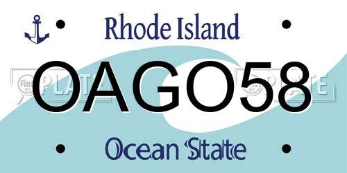 OAGO58 Rhode Island License Plate