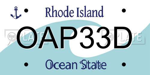 OAP33D Rhode Island License Plate
