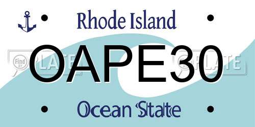 OAPE30 Rhode Island License Plate