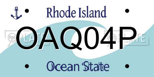 OAQ04P Rhode Island License Plate