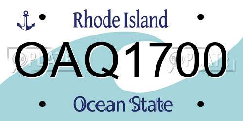 OAQ1700 Rhode Island License Plate
