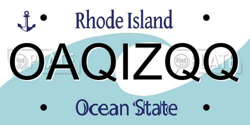 OAQIZQQ Rhode Island License Plate