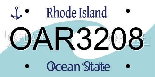 OAR3208 Rhode Island License Plate