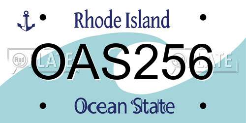 OAS256 Rhode Island License Plate