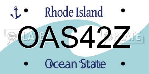 OAS42Z Rhode Island License Plate