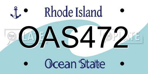 OAS472 Rhode Island License Plate