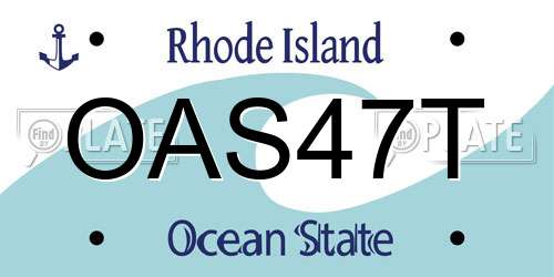 OAS47T Rhode Island License Plate