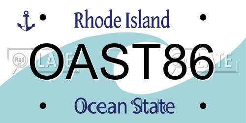 OAST86 Rhode Island License Plate