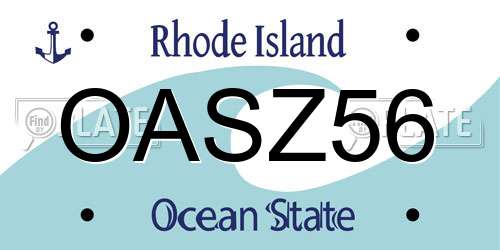 OASZ56 Rhode Island License Plate