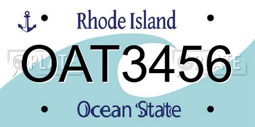 OAT3456 Rhode Island License Plate