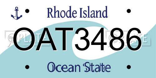 OAT3486 Rhode Island License Plate