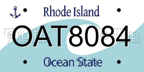OAT8084 Rhode Island License Plate
