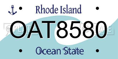 OAT8580 Rhode Island License Plate