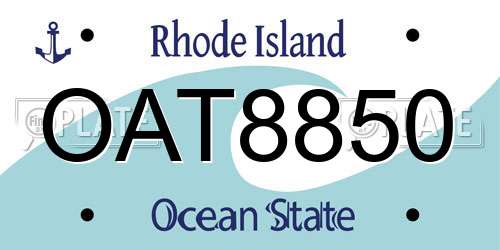 OAT8850 Rhode Island License Plate