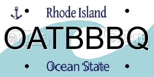 OATBBBQ Rhode Island License Plate