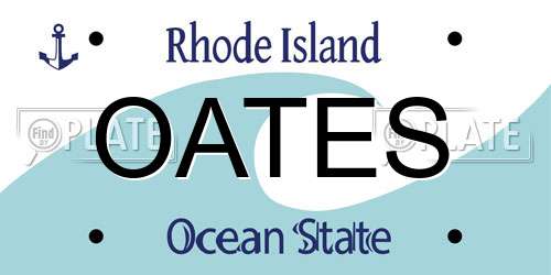 OATES Rhode Island License Plate