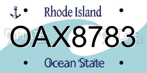 OAX8783 Rhode Island License Plate