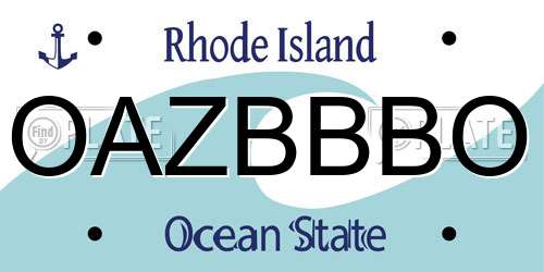 OAZBBBO Rhode Island License Plate