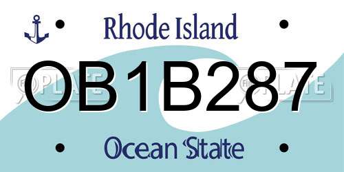 OB1B287 Rhode Island License Plate