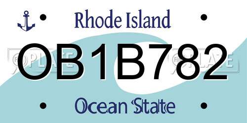 OB1B782 Rhode Island License Plate