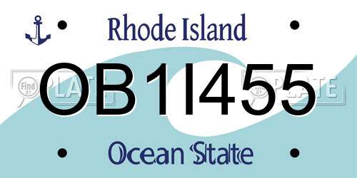 OB1I455 Rhode Island License Plate