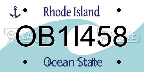 OB1I458 Rhode Island License Plate