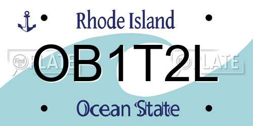OB1T2L Rhode Island License Plate