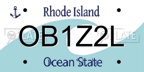 OB1Z2L Rhode Island License Plate