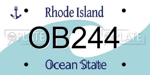 OB244 Rhode Island License Plate