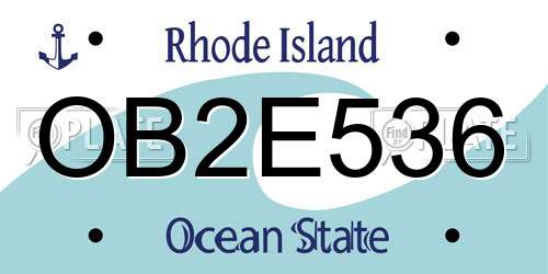 OB2E536 Rhode Island License Plate