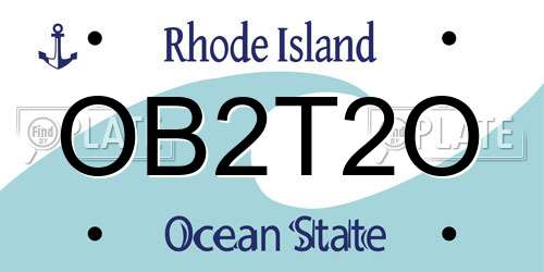 OB2T2O Rhode Island License Plate