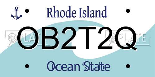 OB2T2Q Rhode Island License Plate