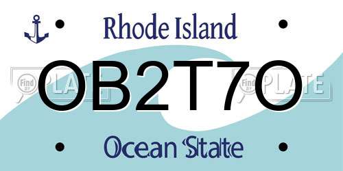 OB2T7O Rhode Island License Plate