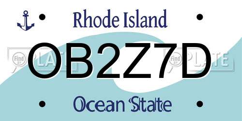 OB2Z7D Rhode Island License Plate