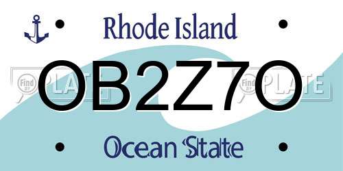 OB2Z7O Rhode Island License Plate