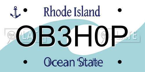 OB3H0P Rhode Island License Plate
