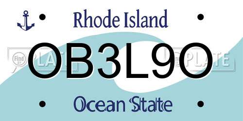 OB3L9O Rhode Island License Plate